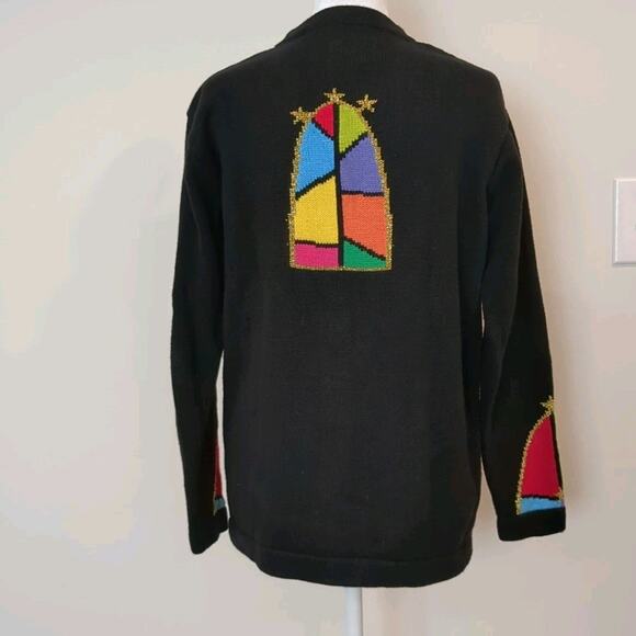 Vintage Storybook Knits Cardigan Sweater Small Angels And Cathedral Cottage Core - Picture 5 of 14